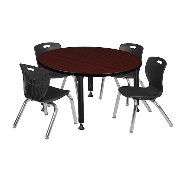 Regency Tables > Height Adjustable > Round Table & Chair Sets, 42 W, 42 L, 23-34 H, Mahogany - TB42RNDMHAPBK45BK