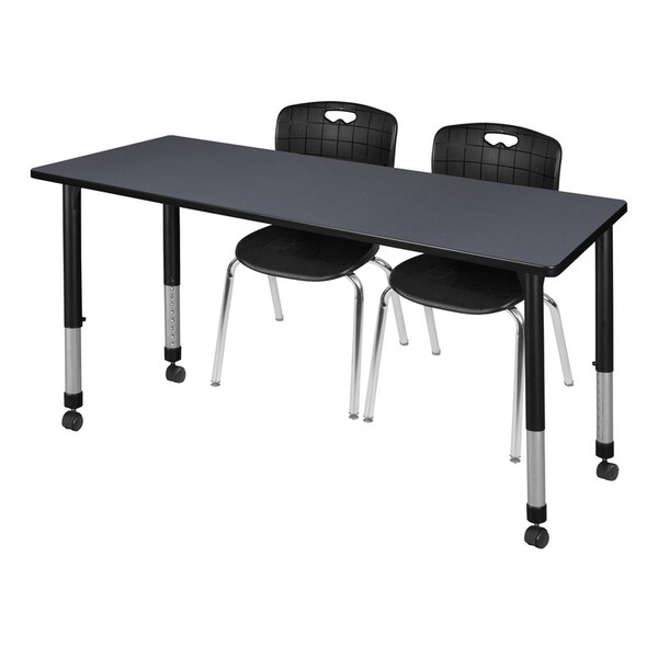 Regency Tables > Height Adjustable > Rectangular Mobile Table & Chair Sets, 72 W, 30 L, 23-34 H, Grey - MT7230GYAPCBK40BK