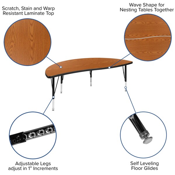 Flash Furniture 60" Circle Wave Oak Table Set-14" Stack Chairs - XU-GRP-14CH-A60-HCIRC-OAK-T-P-GG