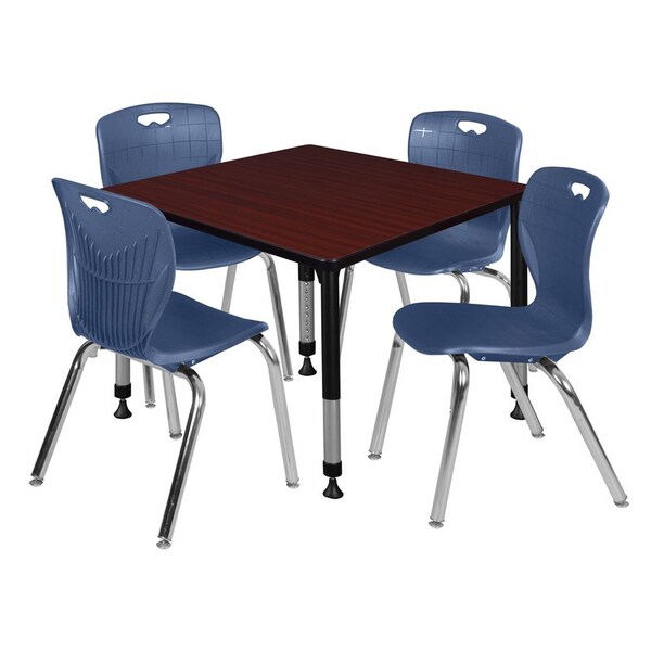Regency Tables > Height Adjustable > Square Table & Chair Sets, 30 W, 30 L, 23-37 H, Mahogany - TB4242MHAPBK40NV