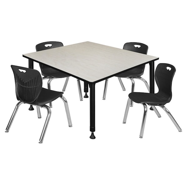 Regency Tables > Height Adjustable > Square Table & Chair Sets, 48 W, 48 L, 23-34 H, Maple - TB4848PLAPBK45BK