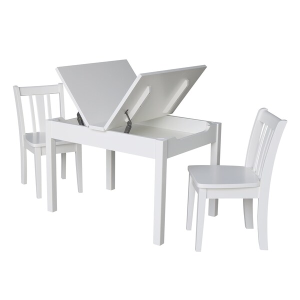International Concepts Rectangle Table with 2 San Remo Juvenile Chairs, 24 in W, 33.1 in L, 22.2 in H, Wood, White - K08-JT2532L-CC105-2