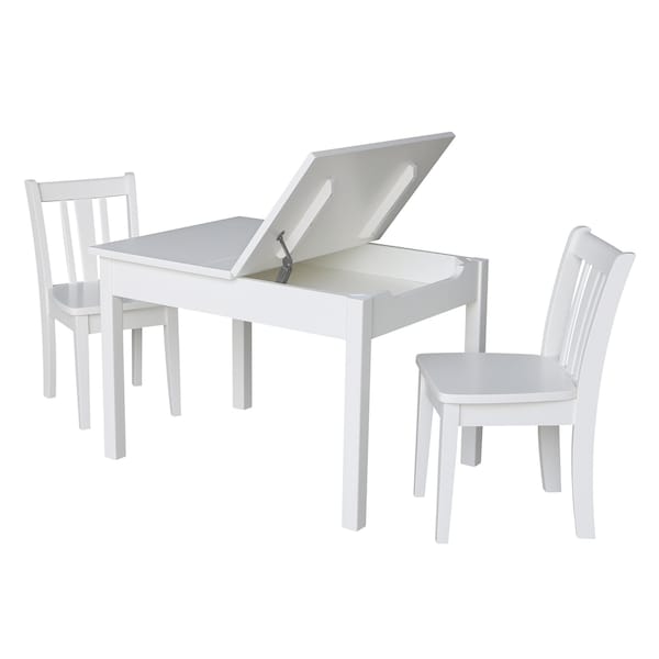 International Concepts Rectangle Table with 2 San Remo Juvenile Chairs, 24 in W, 33.1 in L, 22.2 in H, Wood, White - K08-JT2532L-CC105-2