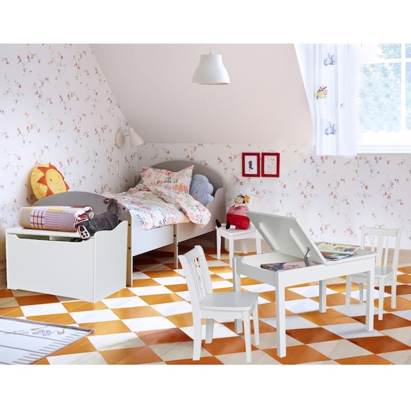 International Concepts Rectangle Table with 2 San Remo Juvenile Chairs, 24 in W, 33.1 in L, 22.2 in H, Wood, White - K08-JT2532L-CC105-2