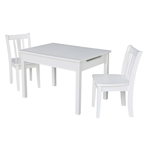 International Concepts Rectangle Table with 2 San Remo Juvenile Chairs, 24 in W, 33.1 in L, 22.2 in H, Wood, White - K08-JT2532L-CC105-2