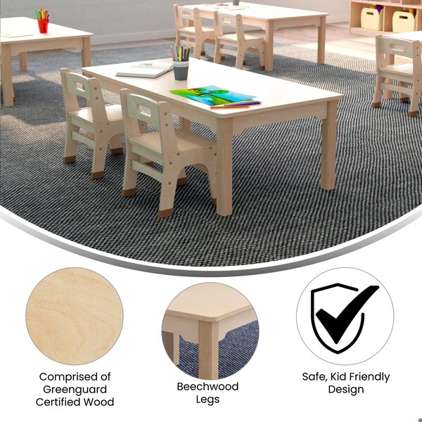 Flash Furniture 23.5 in W, 47.25 in L, 14.5 in H, Beechwood, Birch Plywood, Beech - MK-ME088010-GG