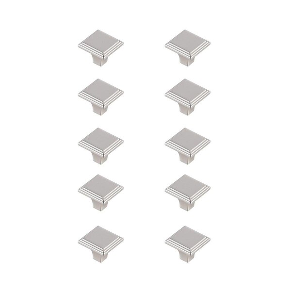 Plaza 1 in. Wilow Multipack Square Knob, Brushed Nickel, 10PK - PL2946112