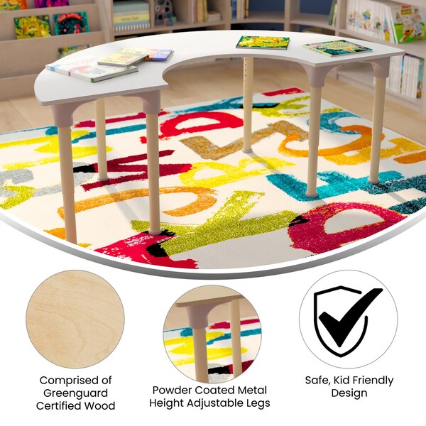 Flash Furniture 29.5 in W, 59 in L, 23 in H, Beechwood, Birch Plywood, Steel, Beech/White - MK-ME088020-GG