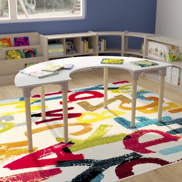 Flash Furniture 29.5 in W, 59 in L, 23 in H, Beechwood, Birch Plywood, Steel, Beech/White - MK-ME088020-GG