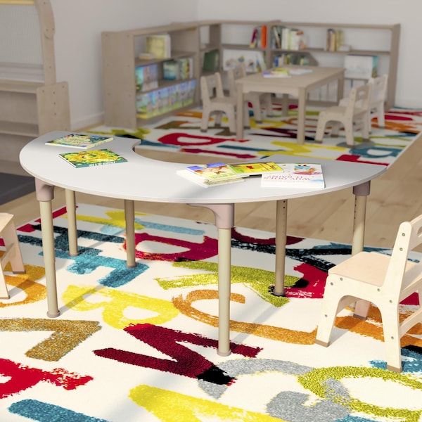 Flash Furniture 29.5 in W, 59 in L, 23 in H, Beechwood, Birch Plywood, Steel, Beech/White - MK-ME088020-GG