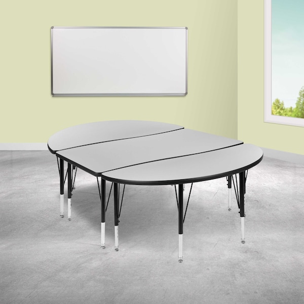 Flash Furniture Oval 47.5 W, 76 L, 25.25 H, Chrome, Laminate, Particleboard, Steel, Grey - XU-GRP-A3048CON-48-GY-T-P-GG