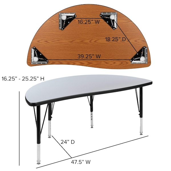 Flash Furniture Oval 47.5 W, 76 L, 25.25 H, Chrome, Laminate, Particleboard, Steel, Grey - XU-GRP-A3048CON-48-GY-T-P-GG