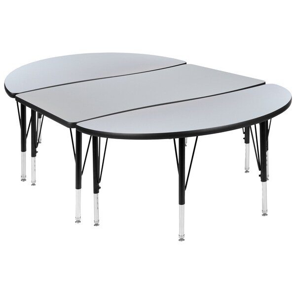 Flash Furniture Oval 47.5 W, 76 L, 25.25 H, Chrome, Laminate, Particleboard, Steel, Grey - XU-GRP-A3048CON-48-GY-T-P-GG