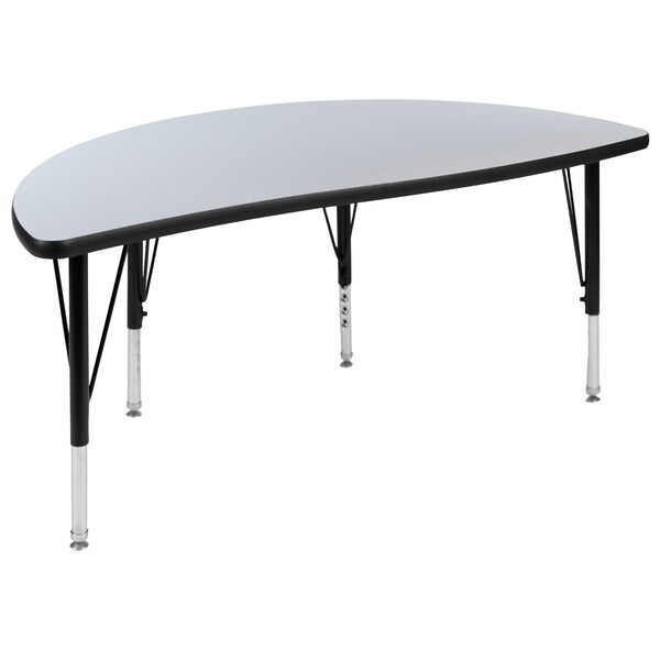 Flash Furniture Oval 47.5 W, 76 L, 25.25 H, Chrome, Laminate, Particleboard, Steel, Grey - XU-GRP-A3048CON-48-GY-T-P-GG