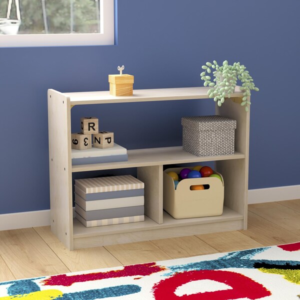 Flash Furniture Bright Beginnings Commercial Grade 3 Section Modular Wooden Classroom Open Storage Unit, Safe, Kid Friendly Design, Natural - MK-KE23933-GG