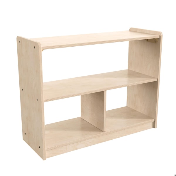 Flash Furniture Bright Beginnings Commercial Grade 3 Section Modular Wooden Classroom Open Storage Unit, Safe, Kid Friendly Design, Natural - MK-KE23933-GG