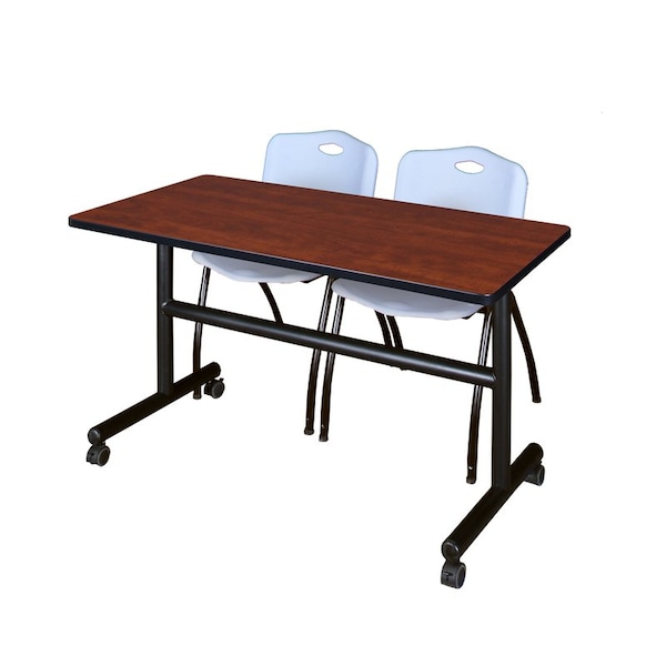 Kobe Tables > Nesting Tables > Kobe Flip Top Table & Chair Sets, 48 W, 24 L, 29 H, Cherry - MKFT4824CH47GY