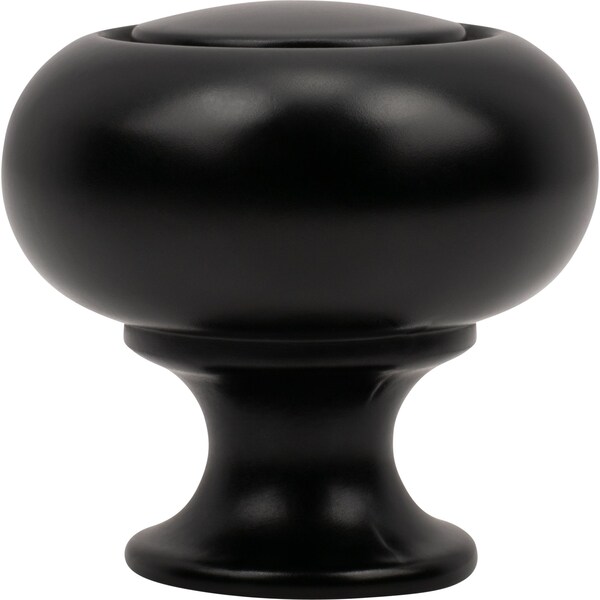 Designperfect 1-1/4 Diameter Round Cabinet Knob, Matte/Flat Black - DPA-R31KBLK