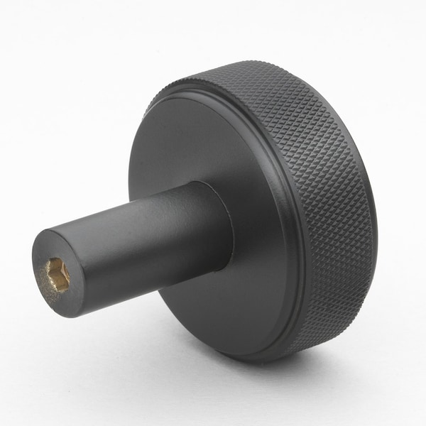 Gliderite Hardware 1-1/2 in. Knurled Knob Matte Black, 5PK - 5825-MB-5