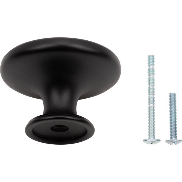 Designperfect 1-5/16 Diameter Round Cabinet Knob, Matte/Flat Black, 25PK - DPA25R38KBLK