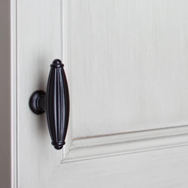 Gliderite Hardware 2-1/2 in. Matte Black Fluted Cabinet T-Knob - 4047-MB, 25PK - 4047-MB-25