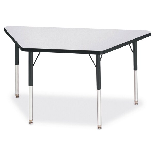 Jonti-Craft Berries Trapezoid Activity Tables, 24 in. x 48 in., A-height, Freckled Gray/Black/Black - 6438JCA180