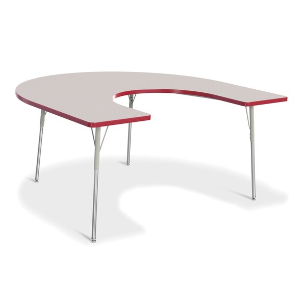 Jonti-Craft Berries Horseshoe Activity Table, 66 in. x 60 in., A-height, Freckled Gray/Red/Gray - 6445JCA008