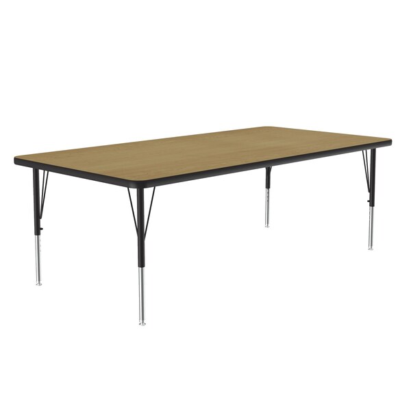 Correll Rectangle Adjustable Height Activity Kids School Table, 30" W, 72" L, 19" to 29" H, Fusion Maple - A3072-REC-16