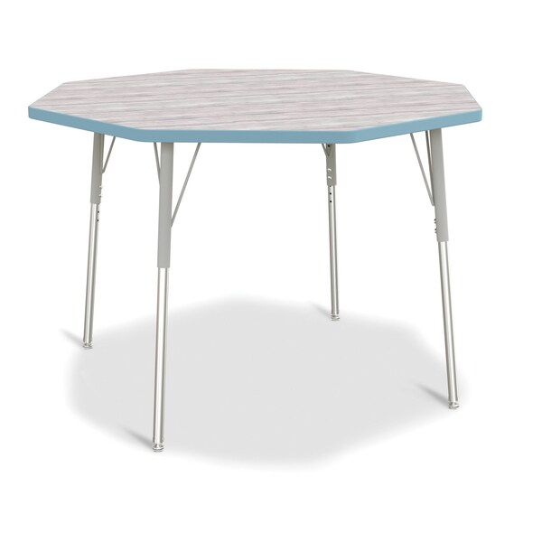 Jonti-Craft Berries Octagon Activity Table, 48 in. x 48 in., A-height, Driftwood Gray/Coastal Blue/Gray - 6428JCA452
