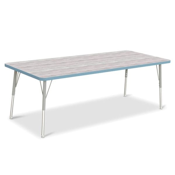 Jonti-Craft Berries Rectangle Activity Table, 30 in. x 72 in., A-height, Driftwood Gray/Coastal Blue/Gray - 6413JCA452