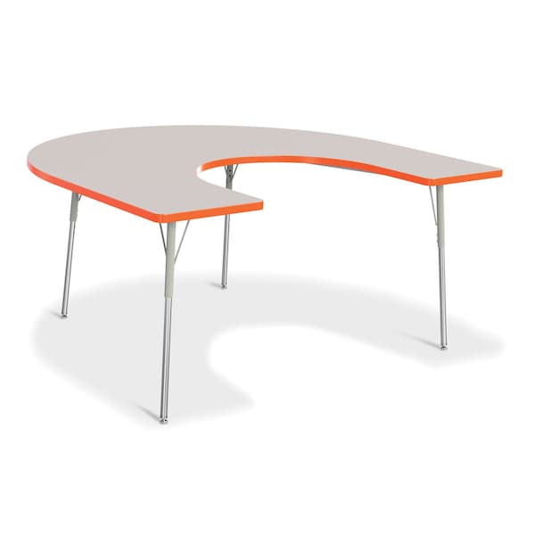 Jonti-Craft Berries Horseshoe Activity Table, 66 in. x 60 in., A-height, Freckled Gray/Orange/Gray - 6445JCA114