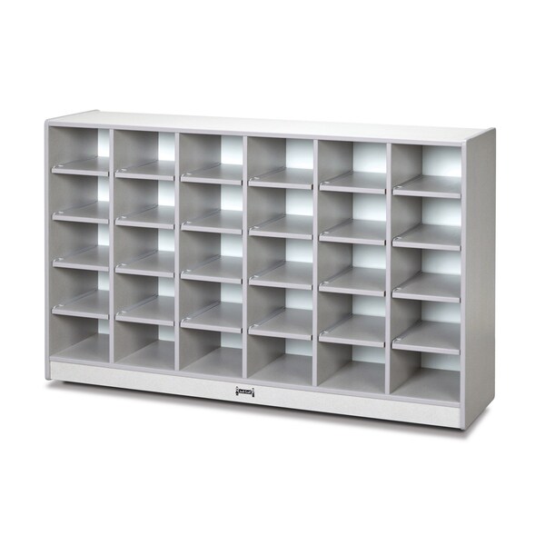 Jonti-Craft Rainbow Accents 30 Cubbie-Tray Mobile Storage, without Trays, Gray - 0430JCWW000