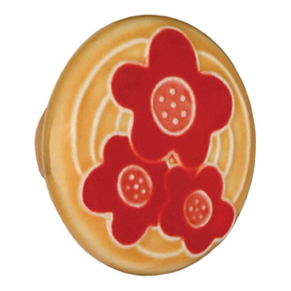 Acorn Mfg Lg Rd Yellow with 3 Orange Flowers - PR4YP
