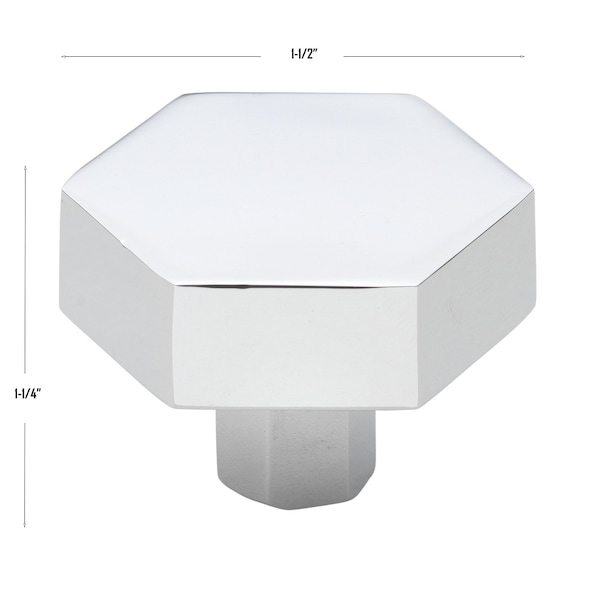 Gliderite Hardware 1-1/2 in. Hexagon Knob Polished Chrome, 25PK - 5824-PC-25