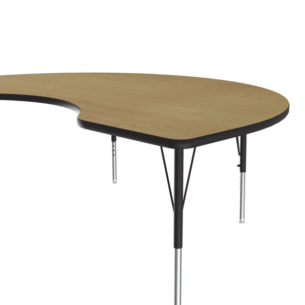 Correll Kidney Adjustable Height Activity Kids School Table, 48" W, 72" L, 19" to 29" H, Fusion Maple - A4872-KID-16