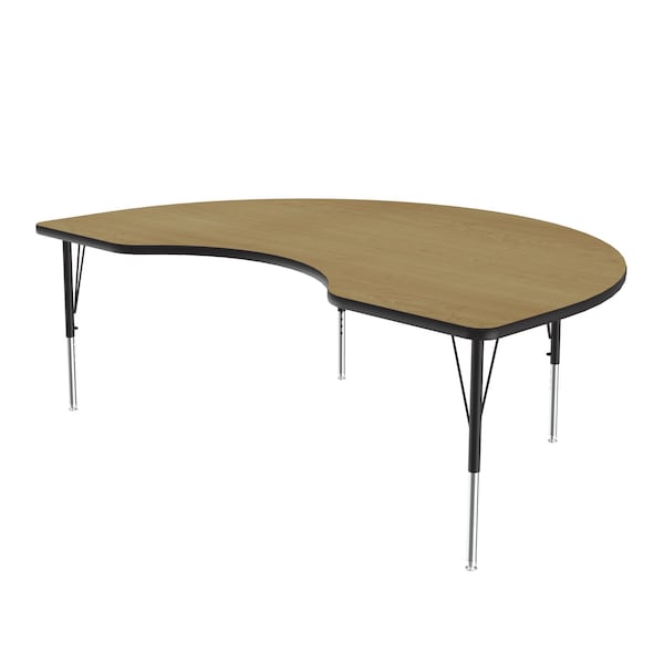 Correll Kidney Adjustable Height Activity Kids School Table, 48" W, 72" L, 19" to 29" H, Fusion Maple - A4872-KID-16