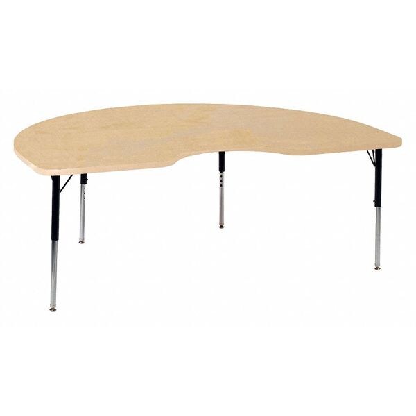 Correll Kidney Adjustable Height Activity Kids School Table, 48" W, 72" L, 19" to 29" H, Fusion Maple - A4872-KID-16