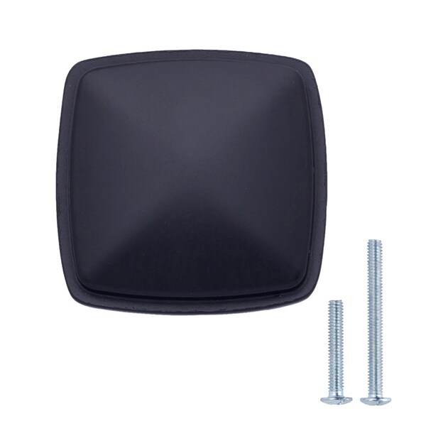 South Main Hardware 1-1/4 in. Flat Black Traditional Square Cabinet Knob (10PK) - SH3056-FB-10