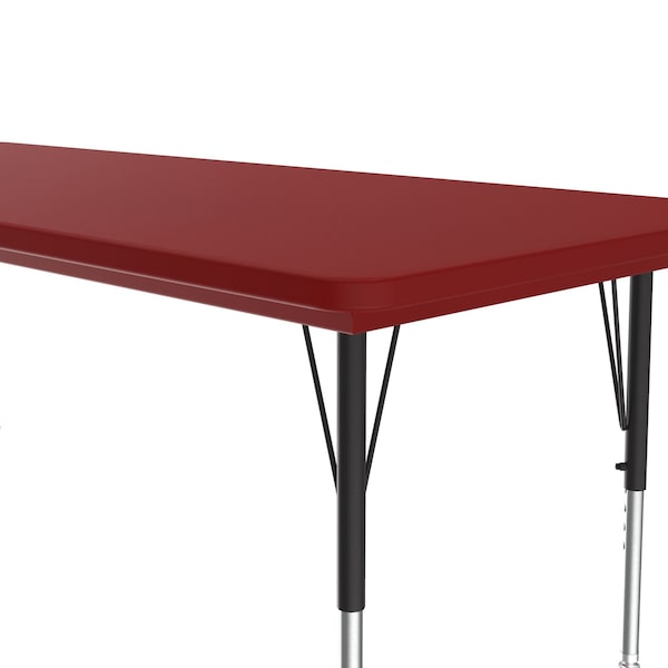Correll Rectangle Adjustable Height Activity Kids School Plastic Blow Molded Table, 30" W, 72" L, Red - AR3072-REC-25