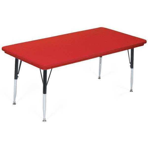 Correll Rectangle Adjustable Height Activity Kids School Plastic Blow Molded Table, 30" W, 72" L, Red - AR3072-REC-25