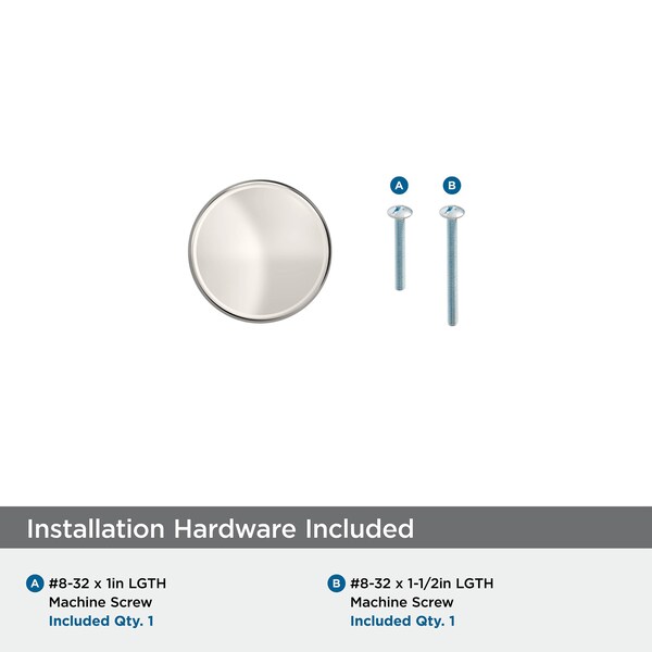 Amerock Renown 1-1/4 inch 32mm Diameter Polished Nickel Cabinet Knob - BP36793PN