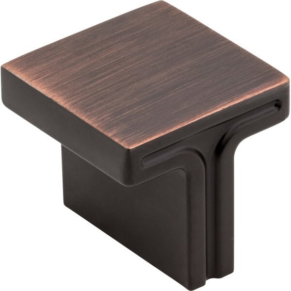 Jeffrey Alexander 1-1/8" Overall Length Brushed Oil Rubbed Bronze Square Anwick Cabinet Knob - 867L-DBAC