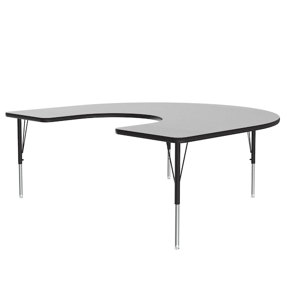 Correll Horseshoe Adjustable Height Activity Kids School Table, 60" W, 66" L, 19" to 29" H, Gray Granite - AM6066-HOR-15