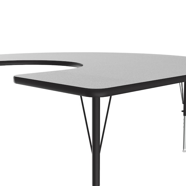 Correll Horseshoe Adjustable Height Activity Kids School Table, 60" W, 66" L, 19" to 29" H, Gray Granite - AM6066-HOR-15