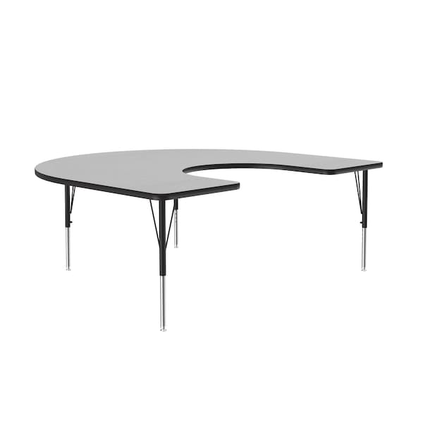 Correll Horseshoe Adjustable Height Activity Kids School Table, 60" W, 66" L, 19" to 29" H, Gray Granite - AM6066-HOR-15