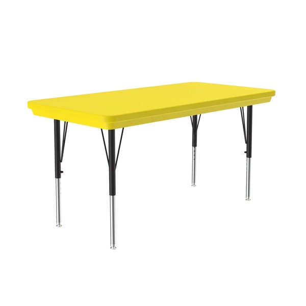Correll Rectangle Adjustable Height Activity Kids School Plastic Blow Molded Table, 24" W, 48" L, Yellow - AR2448-REC-28