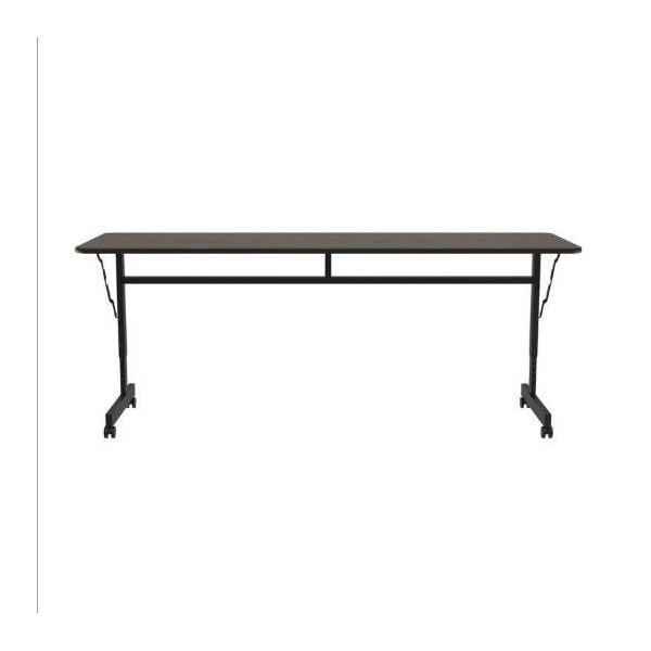 Correll Rectangle Econoline TFL Flip Top Table, 60 in W, 23 in to 31 in H, Particleboard Top, Walnut - FTM2460TF-01