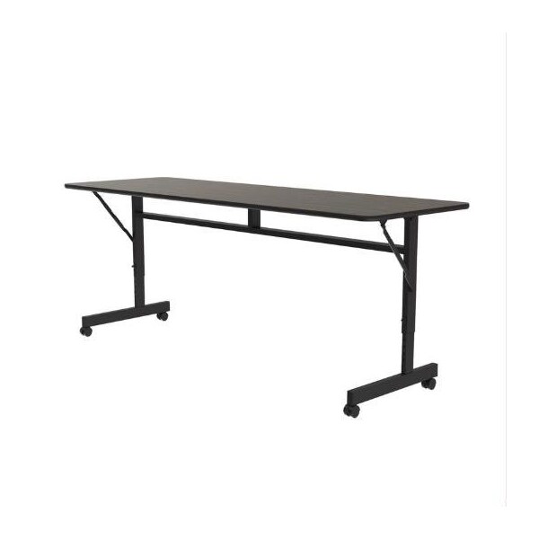 Correll Rectangle Econoline TFL Flip Top Table, 60 in W, 23 in to 31 in H, Particleboard Top, Walnut - FTM2460TF-01