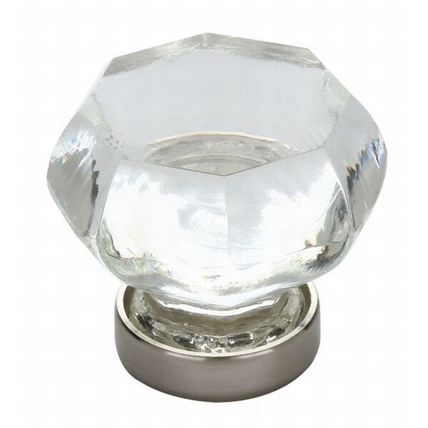 Patioplus 1 in. Old Town Clear Cabinet Knob, Satin Nickel - PA1647255