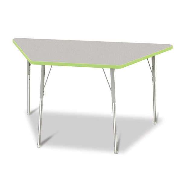 Jonti-Craft Berries Trapezoid Activity Tables, 30 in. x 60 in., A-height, Freckled Gray/Key Lime/Gray - 6443JCA130
